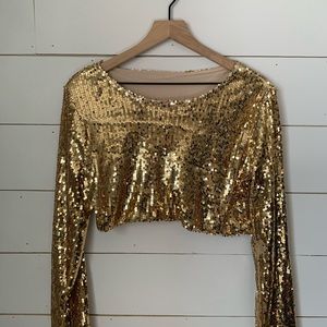 Gold Sequin Crop Top